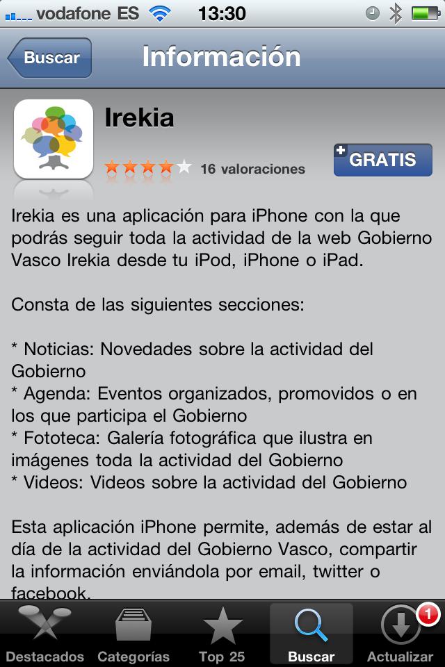 Irekia iPhone, aurkezpena