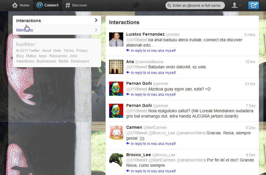 Twitter Connect aukera