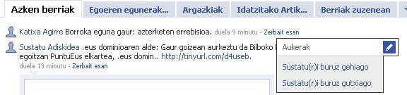 Sustaturen albisteak Facebook-en