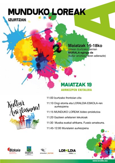 Kultur-aniztasuna irudikatzen duen horma-irudi bat margotuko da Izurtzan, #MundukoLoreak egitasmoaren baitan