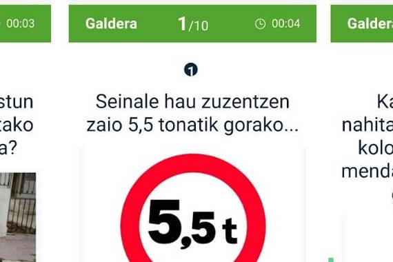 Zuzenekoan aipagai, gidabaimena euskaraz ateratzeko testetako galderak ezagutzeko aukera