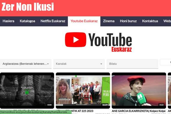 Zer Non Ikusi: Youtubeko euskarazko biltegi handi bat