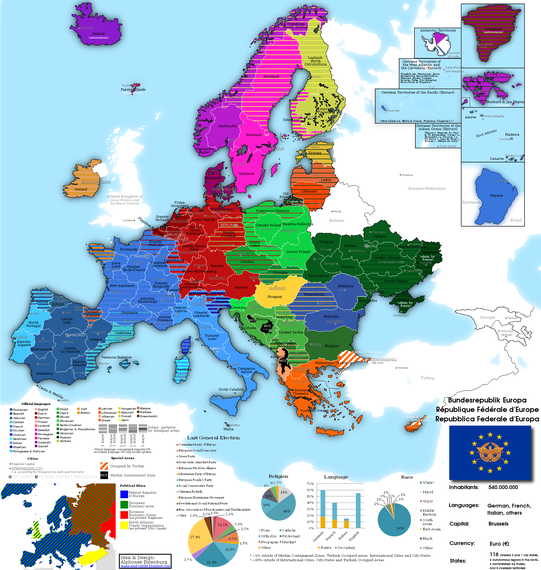 Europako Errepublika Federal hipotetiko baten mapa