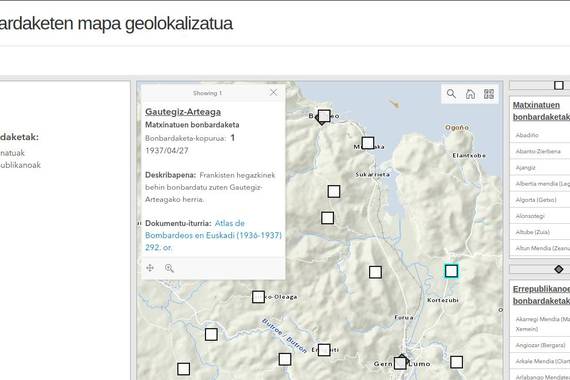 Espainiako Gerrak Euskal Herrian eragindako bonbardaketen mapa eta ikerketa