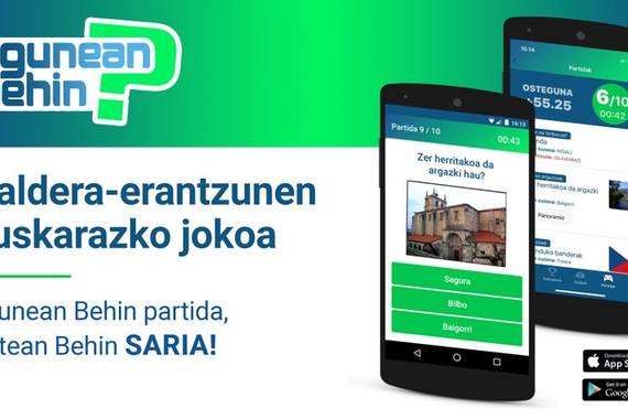 "Egunean behin", tribial estiloko jokoa argitaratu dugu Android eta iPhonerako