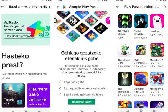 Google Play Pass, harpidetza sistema Android aplikazioetarako