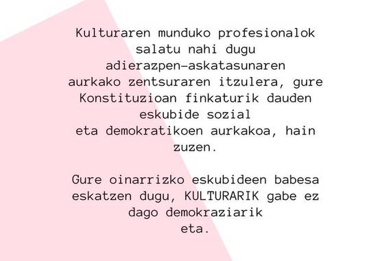 Espainiako kulturaren profesionalek zentsuraren itzulera salatu dute