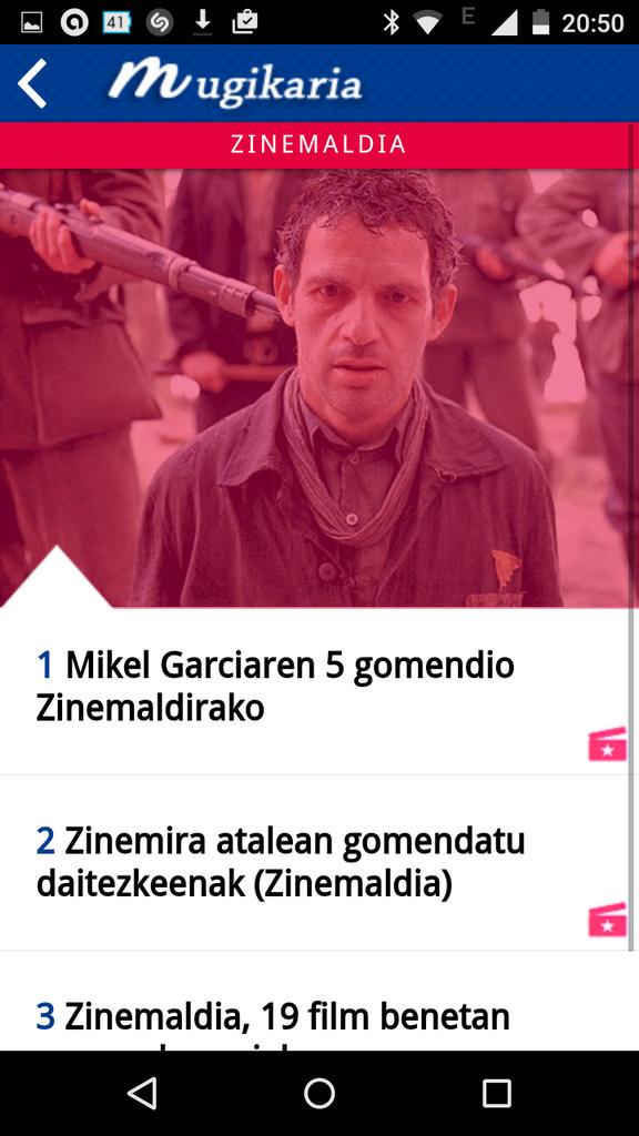 Mugikarian, Zinemaldia atala