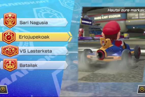 Mario sagako Nintendoren joko onena, Kart 8 Deluxe, euskaratuta
