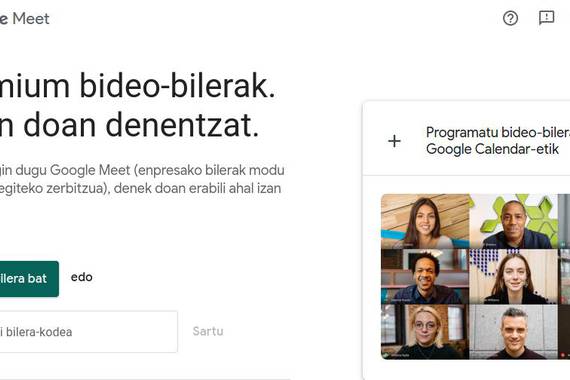 Google Meet, dohainik eta euskaraz telekonferentziak egiteko