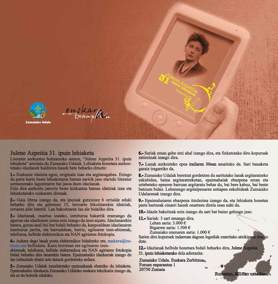 Julene Azpeitia 31. ipuin lehiaketa abian