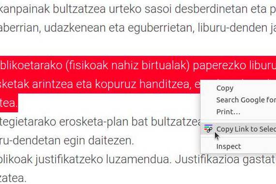 Text Fragment, web dokumentu bateko zerbait azpimarratu eta partekatzeko
