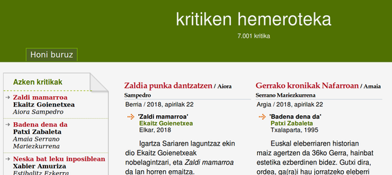 Zazpi mila kritika baino gehiago Armiarmaren hemeroteka