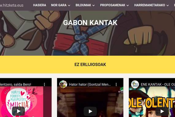 Hitzketa webguneak bildutako Gabon kantak