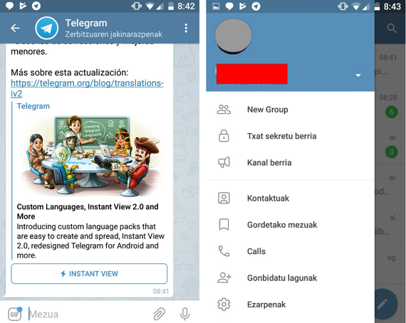 Telegram euskaraz, errazago orain