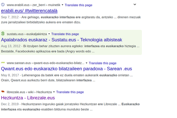Faviconak agertzen hasi dira Google bilaketetan
