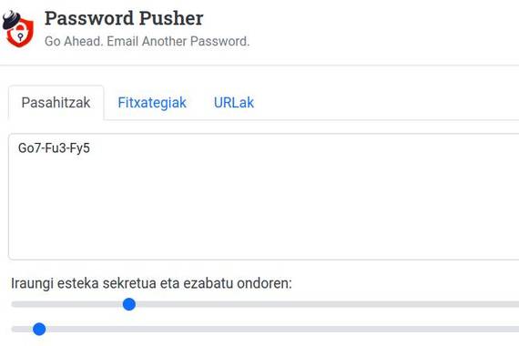PwPush, pasahitzak jakinarazteko tresna bat