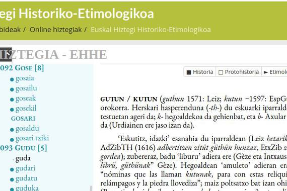 Euskal Hiztegi Historiko-Etimologikoa sarean