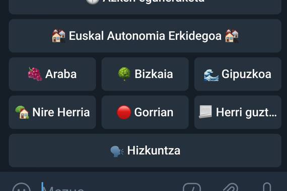 Korodata bot-aplikazioa, eremu gorrien informazioarekin