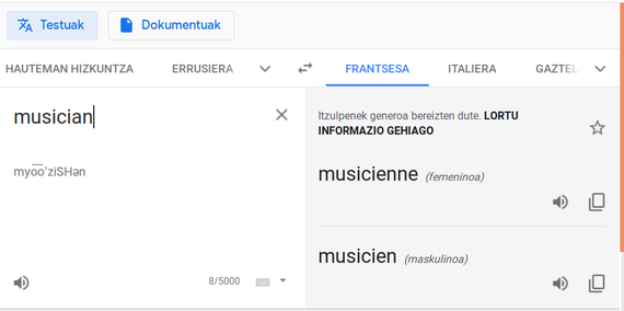 Itzulpenetan generoa sartzen hasi da Google Translate
