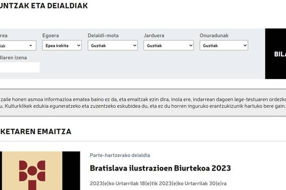 Kulturklik webguneak laguntza bilatzailea du orain