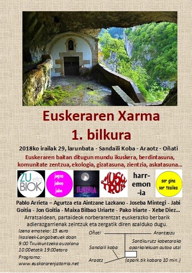 Euskeraren Xarma, irailaren 29an, Araotzeko Sandaili koban