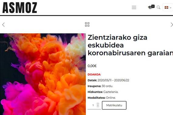 Zientzia eta giza eskubideak: doako online ikastaroa