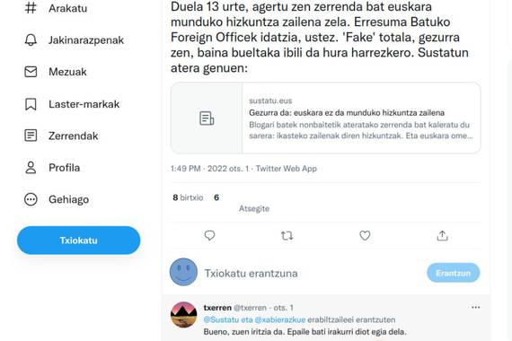 Boto negatiboak hasi dira Twitterren