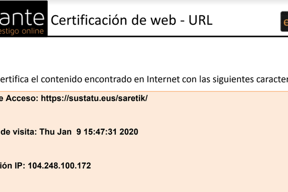 Web eduki jakin baten presentzia doan ziurtatzeko bide bat