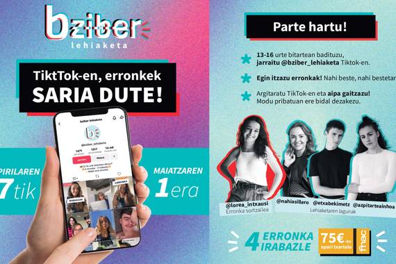 TikTok sareko gazteentzako Bziber lehiaketa abian da