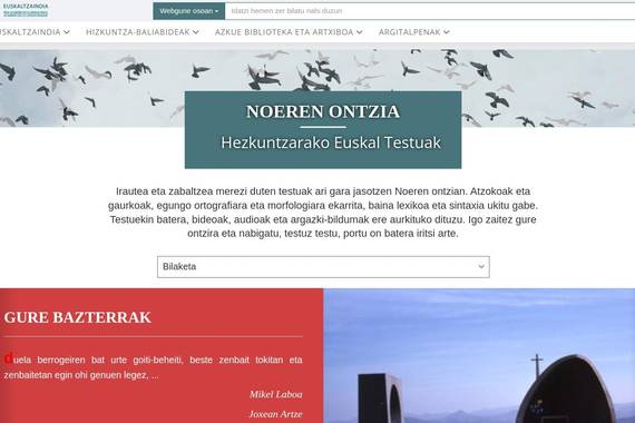 'Noeren ontzia' webgune didaktikoa sortu du Euskaltzaindiak