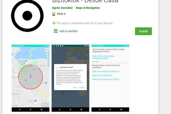 Perimetro baimenduaren aplikazioa (Bizitikotik) ofiziala da jada Google Playn