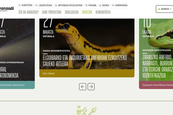 Aranzadi zientzia elkarteak webgunea berritu du