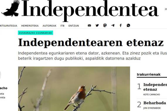 Independentea agerkari negazionistak artikuluak argitaratzeari utzi dio