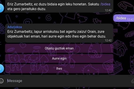 Adur Azken Erronka, Telegram bidezko jokatzeko euskarazko rol jokoa