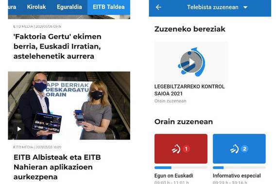EITB Albisteak, ETB ikusteko beste aplikazioa (zuzeneko bereziak barne)