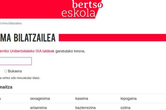 Euskarazko errimak sarean topatzeko metodo gehiago