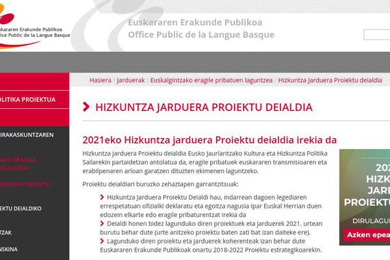 Ipar Euskal Herrian hizkuntza jarduerak proiektatzeko deialdia