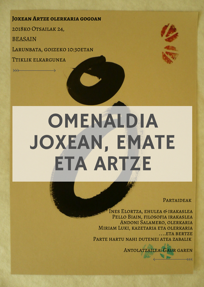 Joxean Artzeri omenaldia larunbatean (otsailak 24) Beasainen