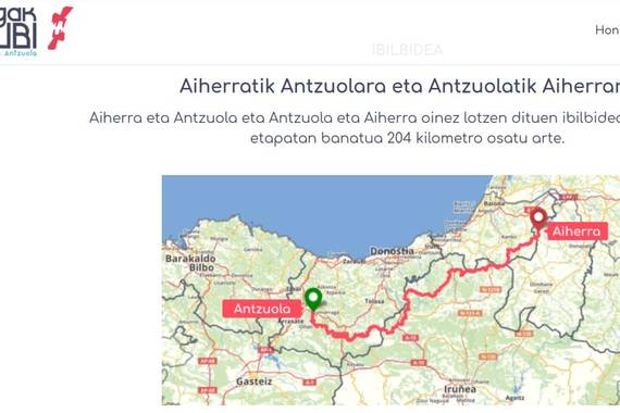 Mugak Zubi, Aiherra eta Antzuola batzen dituen ibilbidea eta webgunea