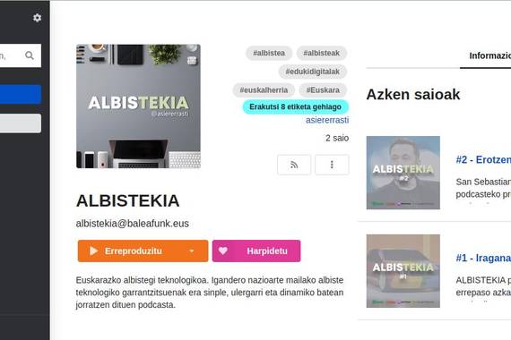 Argipena: Podkast bat da RSS bat MP3 fitxategien berri ematen duena