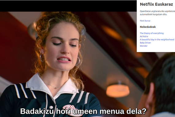 Netflixeko filmei euskarazko azpidatziak gehitzeko plugina