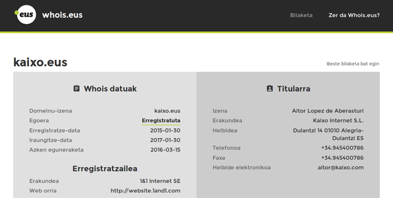 Whois.eus euskarazko WHOIS zerbitzu publikoa