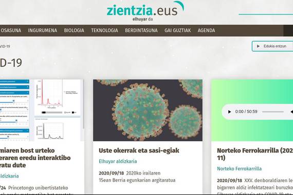 Covid-19ari buruzko informazioa Teknopolisen eta Zientzia.eus-en