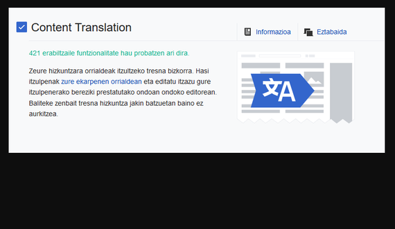 "Matxin" itzultzaile automatikoa integratu dute Wikipedian