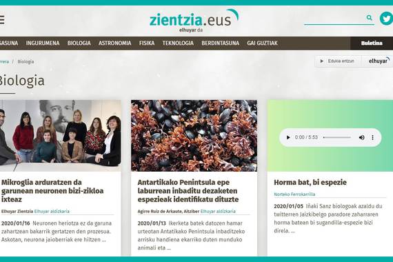 Zientzia.eus berritua, itxuraz eta mamiz