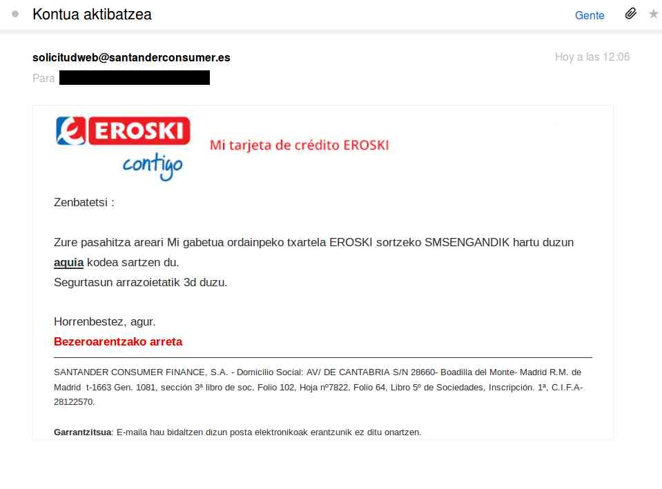 Santanderconsumer.es eta Eroski